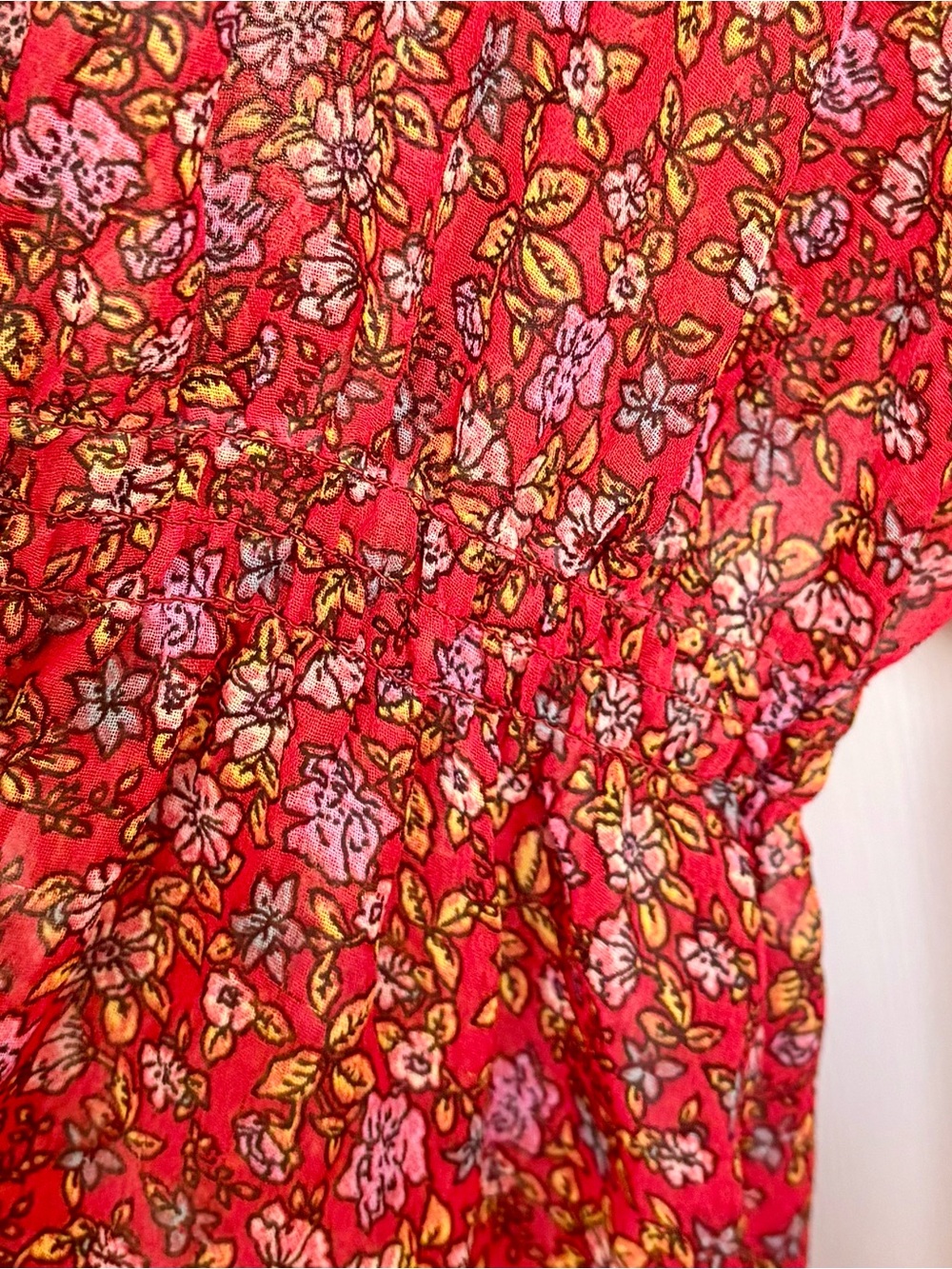 Free People Red Floral Ruffle Peasant Top/Dress - Picture 8 of 8